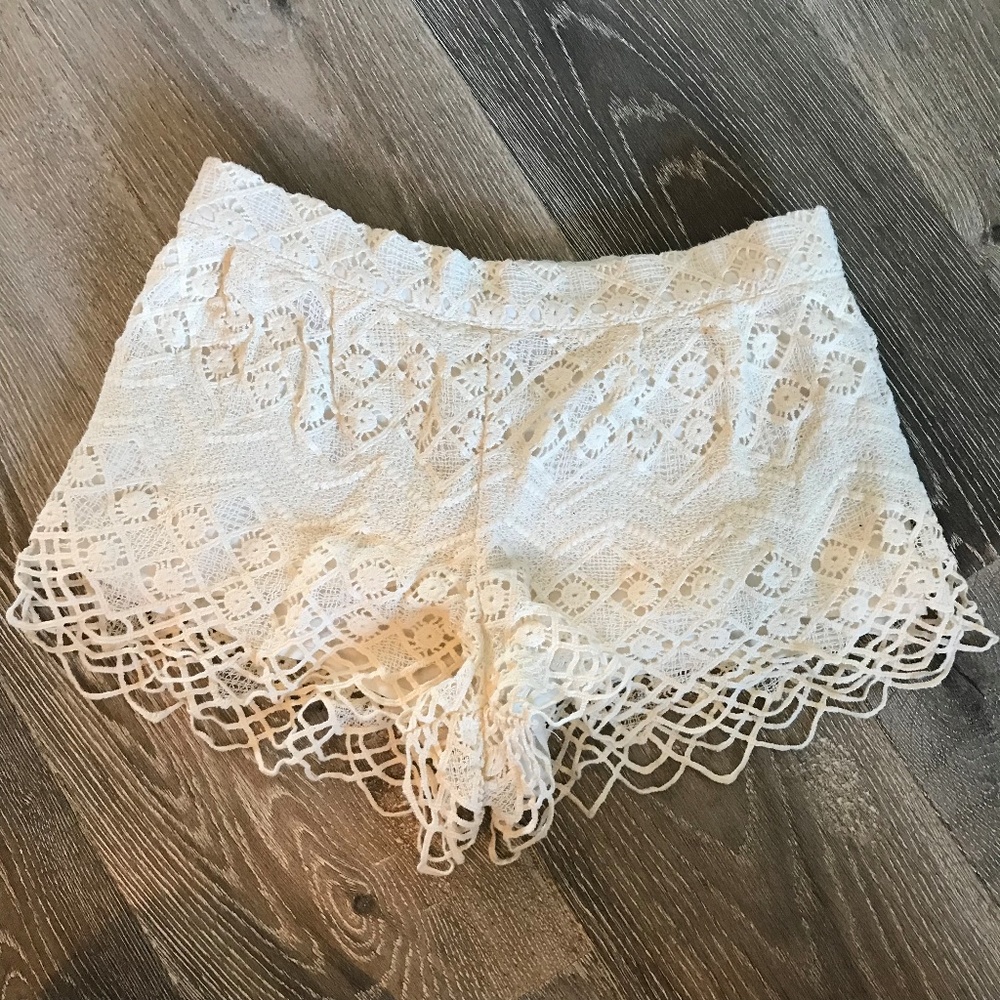 Ecote White Crochet Lace Shorts